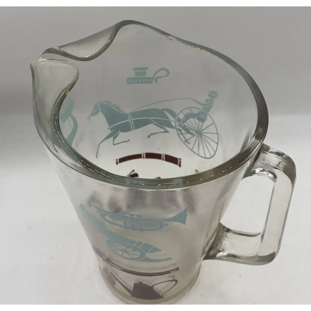 Vintage Anchor Hocking Colonial Heritage Design Ice Lip‎ Glass Pitcher